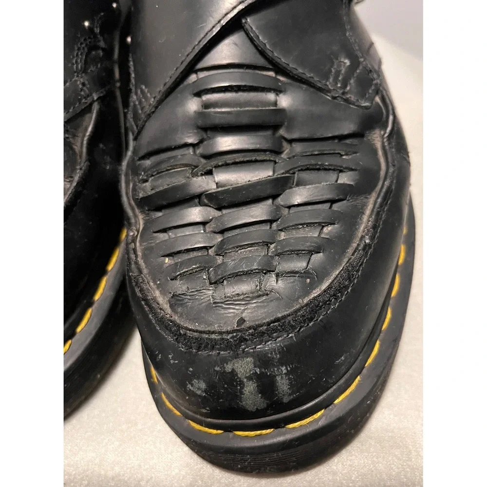 Dr. Martens Mens Ramsey Quad Monk Black Leather Woven Platform Shoes Sz 13
